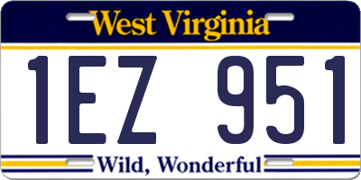 WV license plate 1EZ951