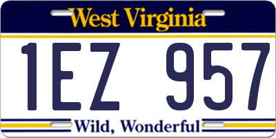 WV license plate 1EZ957