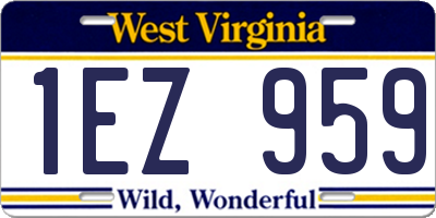 WV license plate 1EZ959