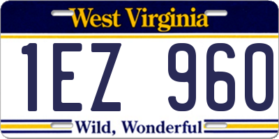 WV license plate 1EZ960