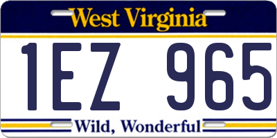 WV license plate 1EZ965