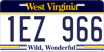 WV license plate 1EZ966
