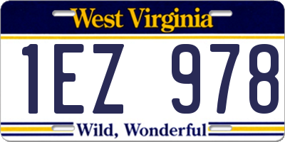 WV license plate 1EZ978