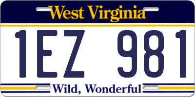 WV license plate 1EZ981