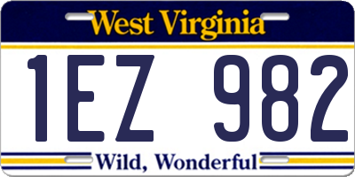 WV license plate 1EZ982