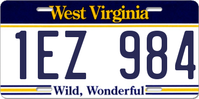 WV license plate 1EZ984