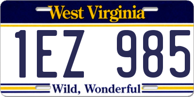 WV license plate 1EZ985