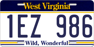 WV license plate 1EZ986