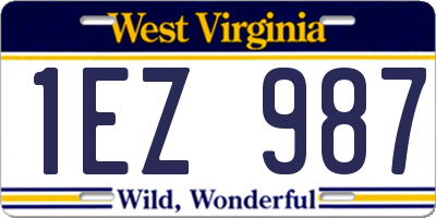 WV license plate 1EZ987