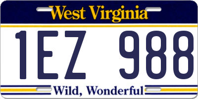 WV license plate 1EZ988