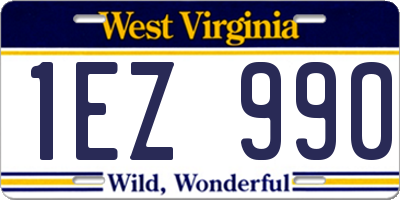 WV license plate 1EZ990