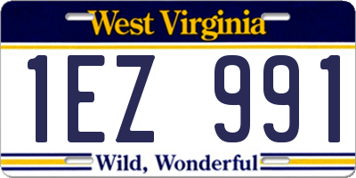 WV license plate 1EZ991