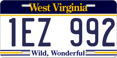 WV license plate 1EZ992