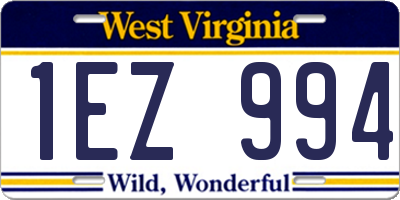 WV license plate 1EZ994