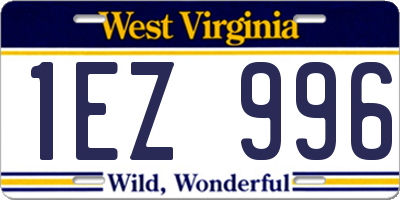 WV license plate 1EZ996