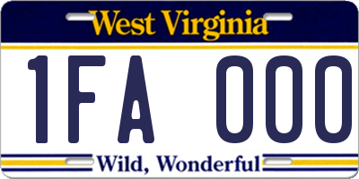 WV license plate 1FA000