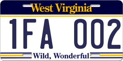 WV license plate 1FA002