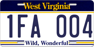 WV license plate 1FA004