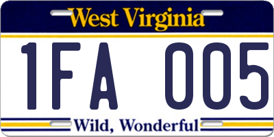 WV license plate 1FA005