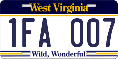 WV license plate 1FA007