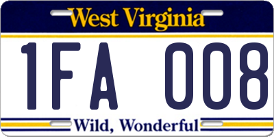 WV license plate 1FA008