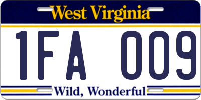 WV license plate 1FA009
