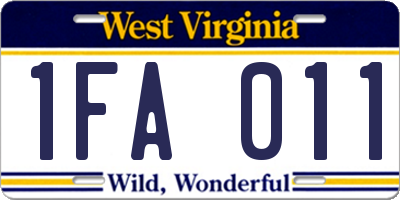 WV license plate 1FA011