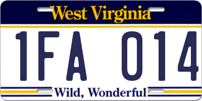 WV license plate 1FA014