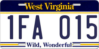 WV license plate 1FA015