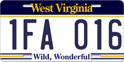WV license plate 1FA016