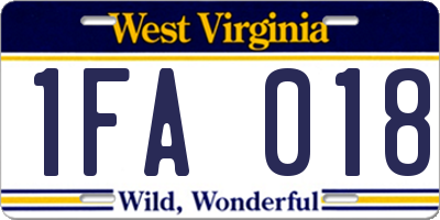 WV license plate 1FA018