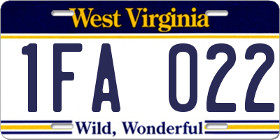 WV license plate 1FA022