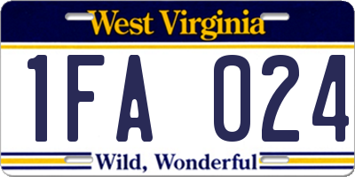 WV license plate 1FA024