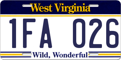 WV license plate 1FA026