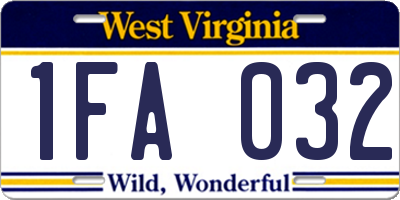 WV license plate 1FA032