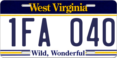 WV license plate 1FA040