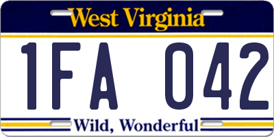 WV license plate 1FA042