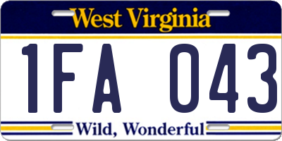 WV license plate 1FA043