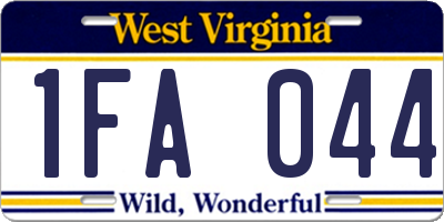 WV license plate 1FA044
