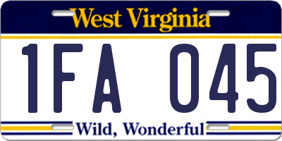 WV license plate 1FA045