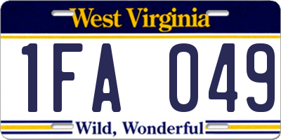 WV license plate 1FA049