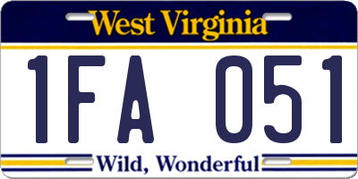 WV license plate 1FA051