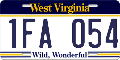 WV license plate 1FA054