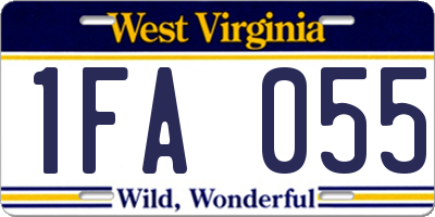 WV license plate 1FA055