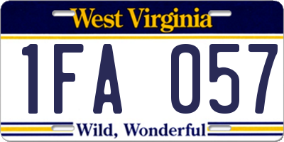 WV license plate 1FA057