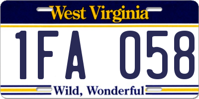 WV license plate 1FA058
