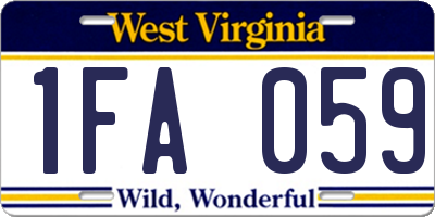 WV license plate 1FA059