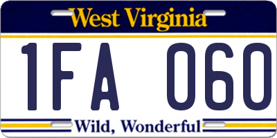WV license plate 1FA060