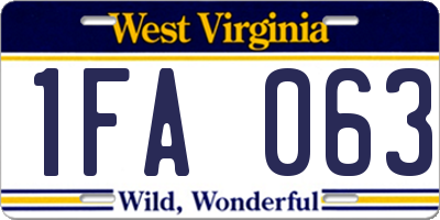 WV license plate 1FA063