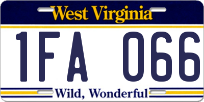 WV license plate 1FA066